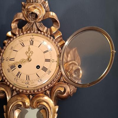 LOT 24: Westerstrand Töreboda Swedish Rococo-Style Gilt Wood Wall Clock