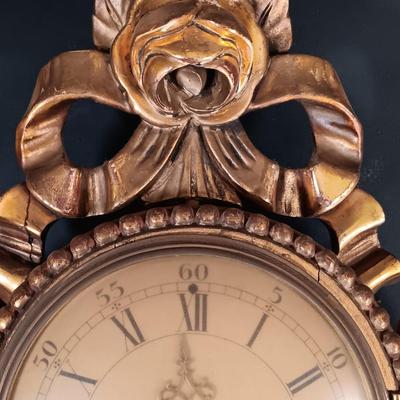 LOT 24: Westerstrand Töreboda Swedish Rococo-Style Gilt Wood Wall Clock