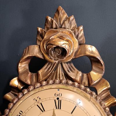 LOT 24: Westerstrand Töreboda Swedish Rococo-Style Gilt Wood Wall Clock