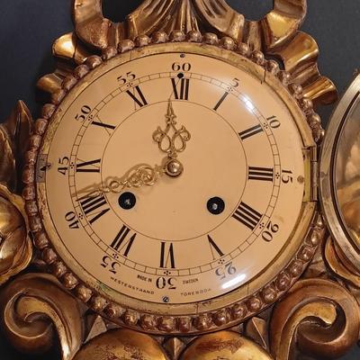 LOT 24: Westerstrand Töreboda Swedish Rococo-Style Gilt Wood Wall Clock