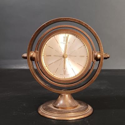 LOT 25: Swiza Sheffield 8-Day Desk Clock, Grammes Perpetual Flip Calendar, Brass Hourglass & Black Starr & Frost 8-Day Desk Clock