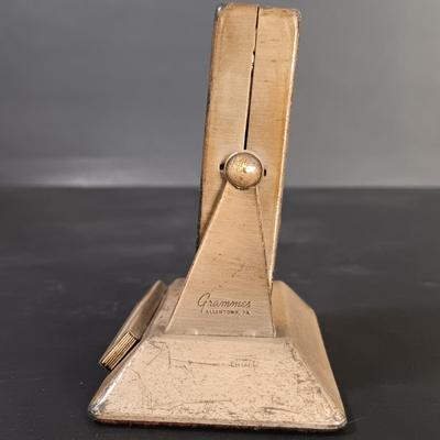 LOT 25: Swiza Sheffield 8-Day Desk Clock, Grammes Perpetual Flip Calendar, Brass Hourglass & Black Starr & Frost 8-Day Desk Clock