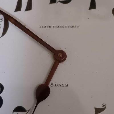 LOT 25: Swiza Sheffield 8-Day Desk Clock, Grammes Perpetual Flip Calendar, Brass Hourglass & Black Starr & Frost 8-Day Desk Clock