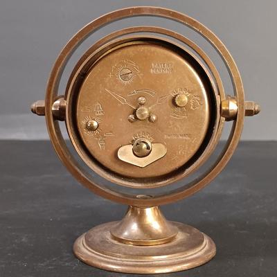 LOT 25: Swiza Sheffield 8-Day Desk Clock, Grammes Perpetual Flip Calendar, Brass Hourglass & Black Starr & Frost 8-Day Desk Clock