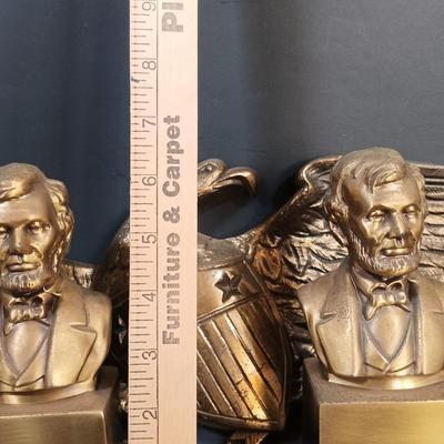 LOT 26: Vintage Brass Eagle Plaque, Philadelphia Mfg. Co. Lincoln Bronze Busts & Books