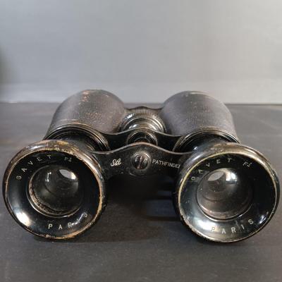 LOT 27: Set of (3) Binoculars Gavet Paris, Swift Rainier and Mercury w/ Books & Vintage Acme Whistle