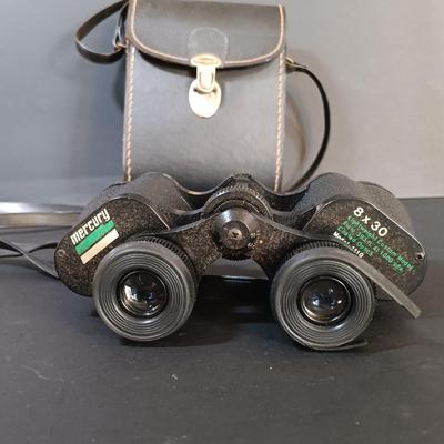 LOT 27: Set of (3) Binoculars Gavet Paris, Swift Rainier and Mercury w/ Books & Vintage Acme Whistle