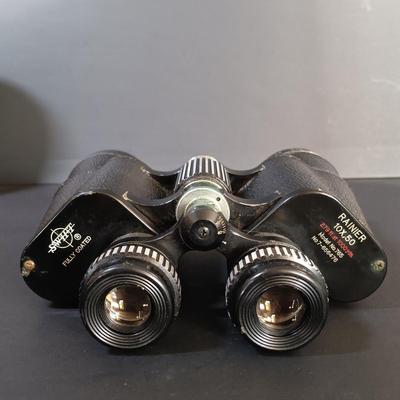 LOT 27: Set of (3) Binoculars Gavet Paris, Swift Rainier and Mercury w/ Books & Vintage Acme Whistle