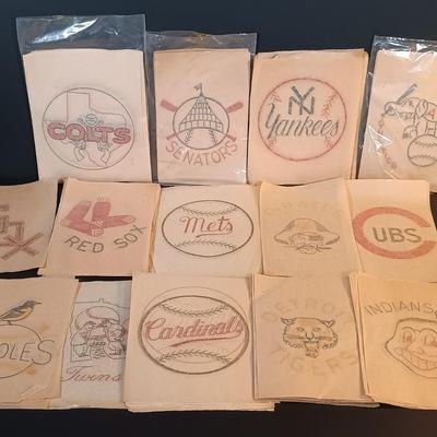 LOT 200: Vintage Iron-On Baseball Team Transfers