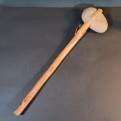 LOT 201: Cast Metal Elk Figurine, Vintage Stone Axe, Stone Arrowheads, Dried Shelf Mushroom & More