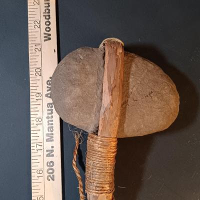 LOT 201: Cast Metal Elk Figurine, Vintage Stone Axe, Stone Arrowheads, Dried Shelf Mushroom & More