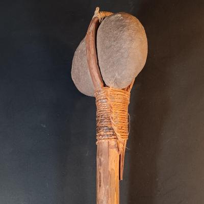 LOT 201: Cast Metal Elk Figurine, Vintage Stone Axe, Stone Arrowheads, Dried Shelf Mushroom & More