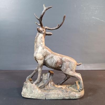 LOT 201: Cast Metal Elk Figurine, Vintage Stone Axe, Stone Arrowheads, Dried Shelf Mushroom & More