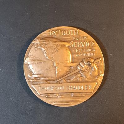 LOT 213: Set of (6) Bronze Medals- Alsace Medal, 1955 American Society of Engineers, 1980 Winter Olympics & More