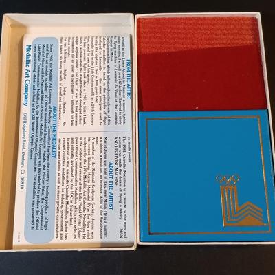 LOT 213: Set of (6) Bronze Medals- Alsace Medal, 1955 American Society of Engineers, 1980 Winter Olympics & More