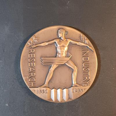 LOT 213: Set of (6) Bronze Medals- Alsace Medal, 1955 American Society of Engineers, 1980 Winter Olympics & More