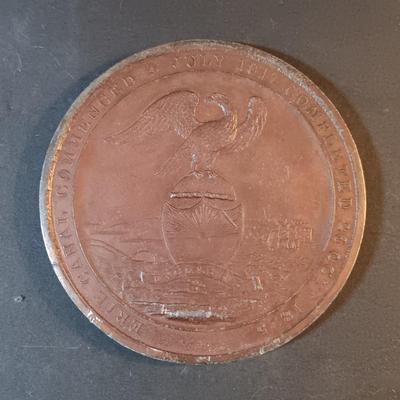 LOT 213: Set of (6) Bronze Medals- Alsace Medal, 1955 American Society of Engineers, 1980 Winter Olympics & More