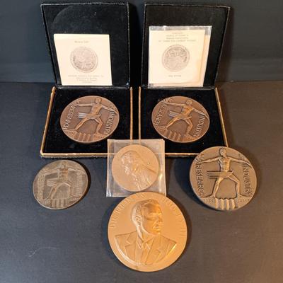 LOT 215: Set of (6) Bronze Medals- 1933 Chicago World's Fair, Jefferson Medical College & More