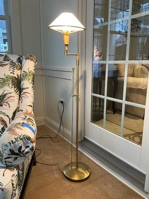 L621 HOLTKÖTTER Swing Arm Brass Halogen Floor Lamp