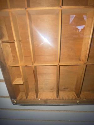 PRINTER'S DRAWER/SHADOW BOX WITH ORIGINAL STAMPS