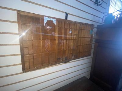 PRINTER'S DRAWER/SHADOW BOX WITH ORIGINAL STAMPS