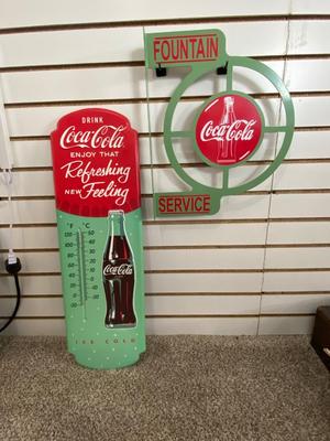 COCA-COLA SIGN WITH THERMOMETER AND DISPLAY SIGN