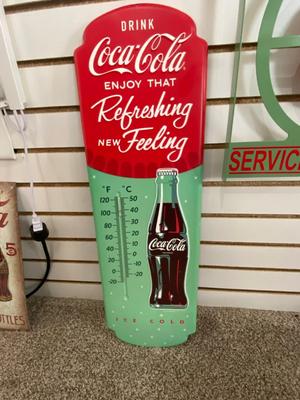 COCA-COLA SIGN WITH THERMOMETER AND DISPLAY SIGN