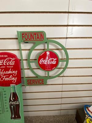 COCA-COLA SIGN WITH THERMOMETER AND DISPLAY SIGN
