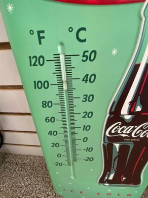 COCA-COLA SIGN WITH THERMOMETER AND DISPLAY SIGN