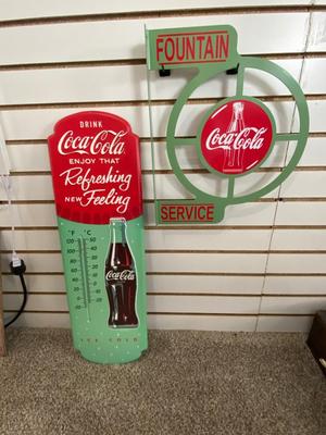 COCA-COLA SIGN WITH THERMOMETER AND DISPLAY SIGN