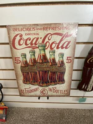 ORIGINAL COCA-COLA THERMOMETER AND TIN ADVERTISING SIGN