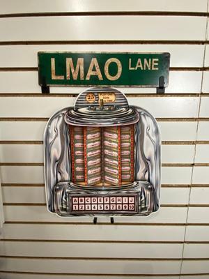 TABLE TOP JUKE BOX SIGN AND LMAO LANE SIGN