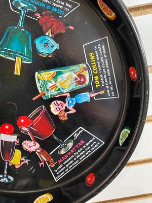 RETRO SERVING TRAY WITH CLASSIC DRINKS AND ROUTE 66 SIGNS