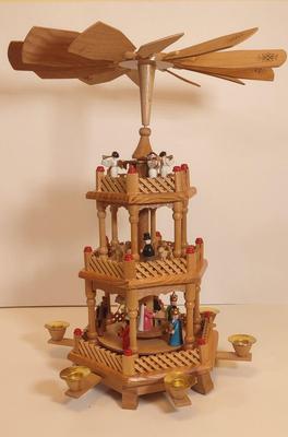 LOT 117 D: 1970s German Christmas Nativity Pyramid Carrousel - 3 Tier
