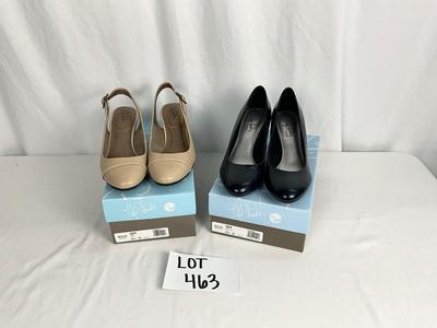 Lot B 463 Two Pair of Life Stride Ladies Shoes Tan & Blue (size 9)