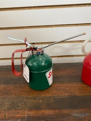 RETRO PINSTRIPED OIL CAN BY LOCAL ARTIST “IZZY” & SINCLAIR OIL CAN