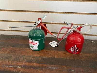 RETRO PINSTRIPED OIL CAN BY LOCAL ARTIST “IZZY” & SINCLAIR OIL CAN