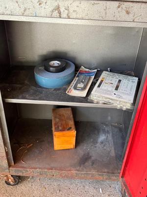 Vintage Rolling Toolbox - shown items in toolbox included