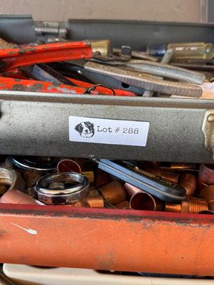 Vintage Rolling Toolbox - shown items in toolbox included