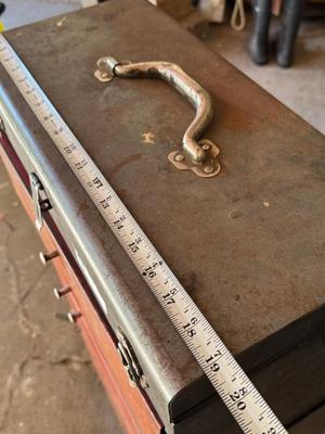 Vintage Rolling Toolbox - shown items in toolbox included