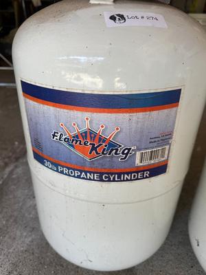 Two (2) Flame King 30lb Propane Cylinder - both full