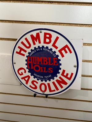 SIDE MOUNTING HEAVY HUMBLE OILS GASOLINE REPLICA SIGN