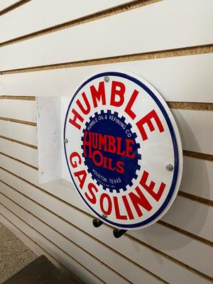 SIDE MOUNTING HEAVY HUMBLE OILS GASOLINE REPLICA SIGN
