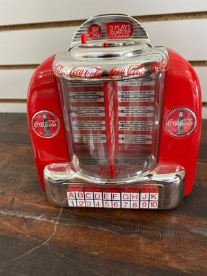 ENESCO 1996 DIECAST COCA-COLA JUKEBOX MUSICAL BANK & BRAND NEW COCA-COLA ANNIVERSARY CLOCK