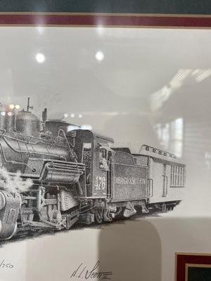 SIGNED AND NUMBERED DURANGO SILVERTON NARROW GUAGE RAILROAD DRAWING