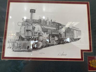 SIGNED AND NUMBERED DURANGO SILVERTON NARROW GUAGE RAILROAD DRAWING