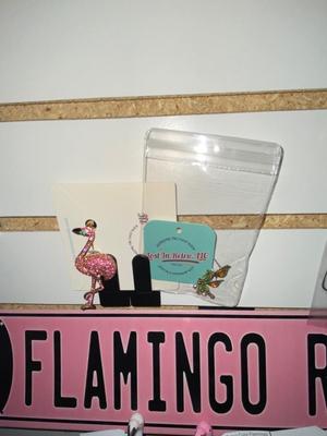 FLAMINGO ROAD SIGN AND A TISSUE BOX HOLDER