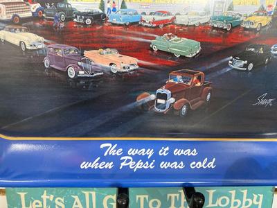 PEPSI-COLA COLLECTABLE TIN TRAY AND RETRO DRIVE IN MOVIE SIGN