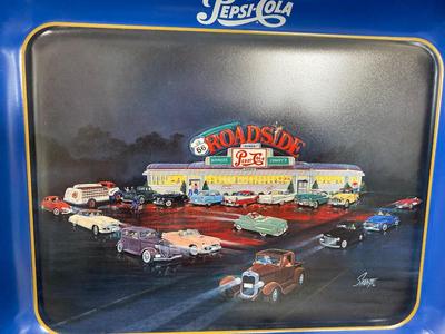 PEPSI-COLA COLLECTABLE TIN TRAY AND RETRO DRIVE IN MOVIE SIGN