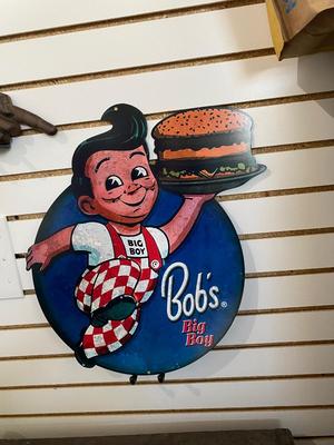 BIG BOY SIGN AND CLASSIC CAST IRON HAND POINTING A FINGER